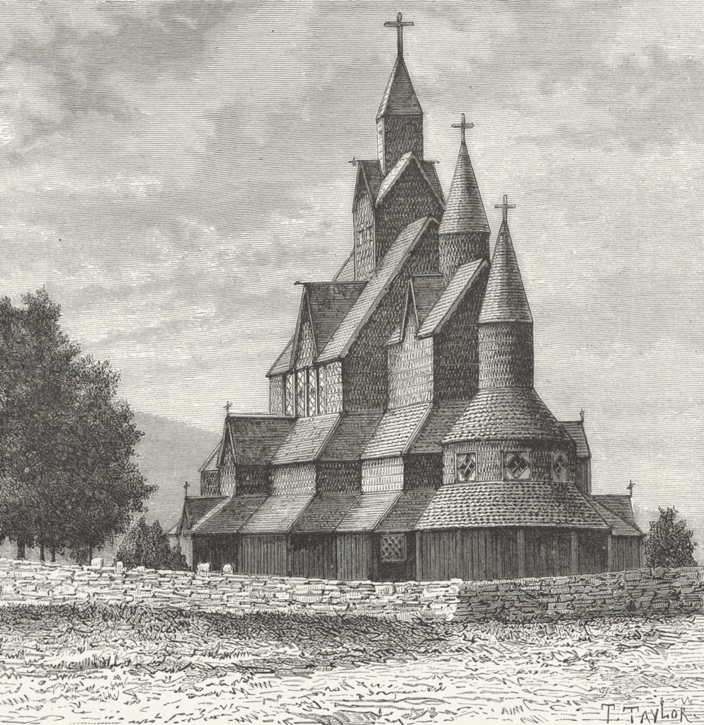 NORWAY. Heddal Church c1885 old antique vintage print picture